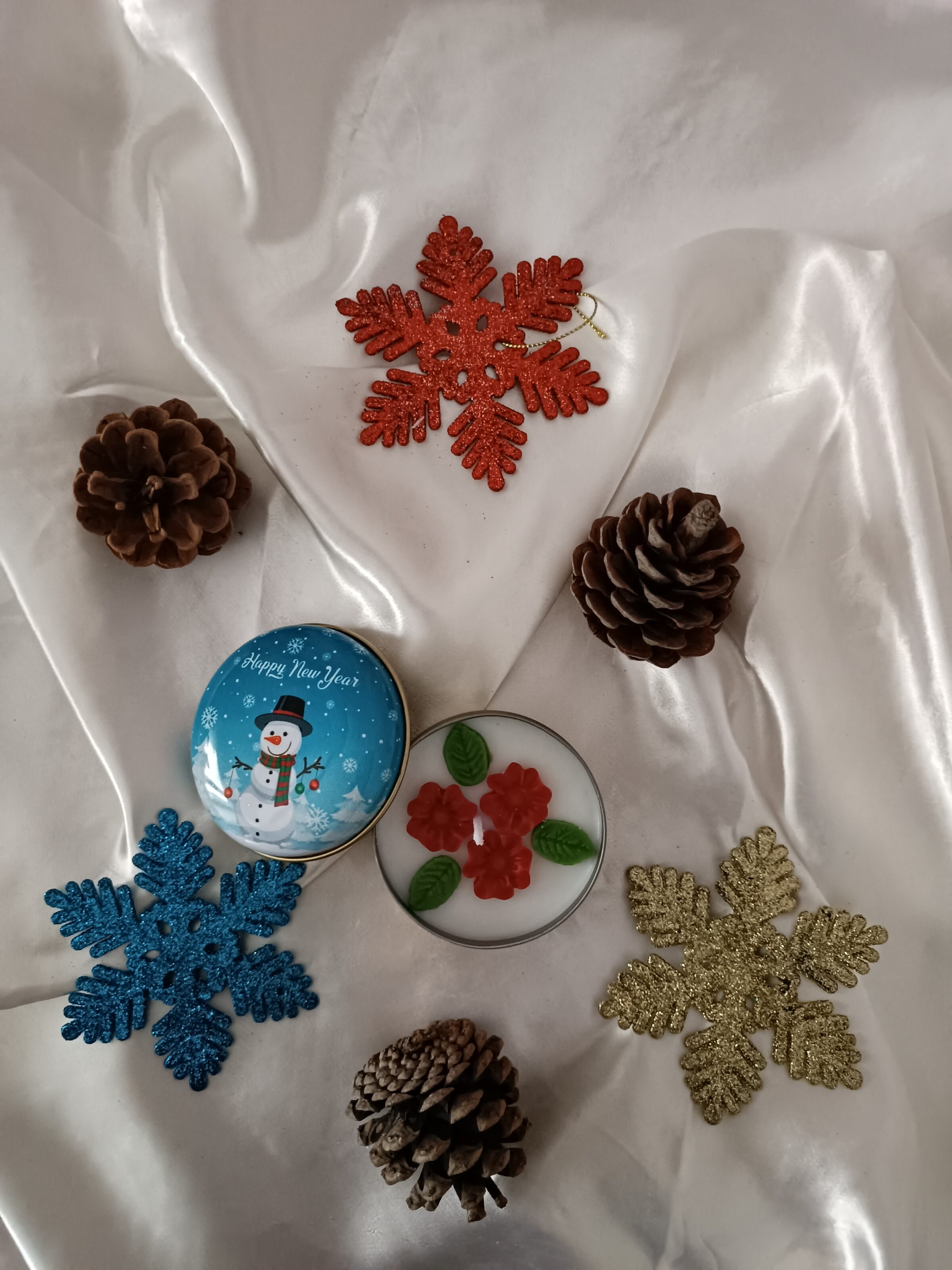Çiçek Buketi Kutu Mum Mavi Kapak