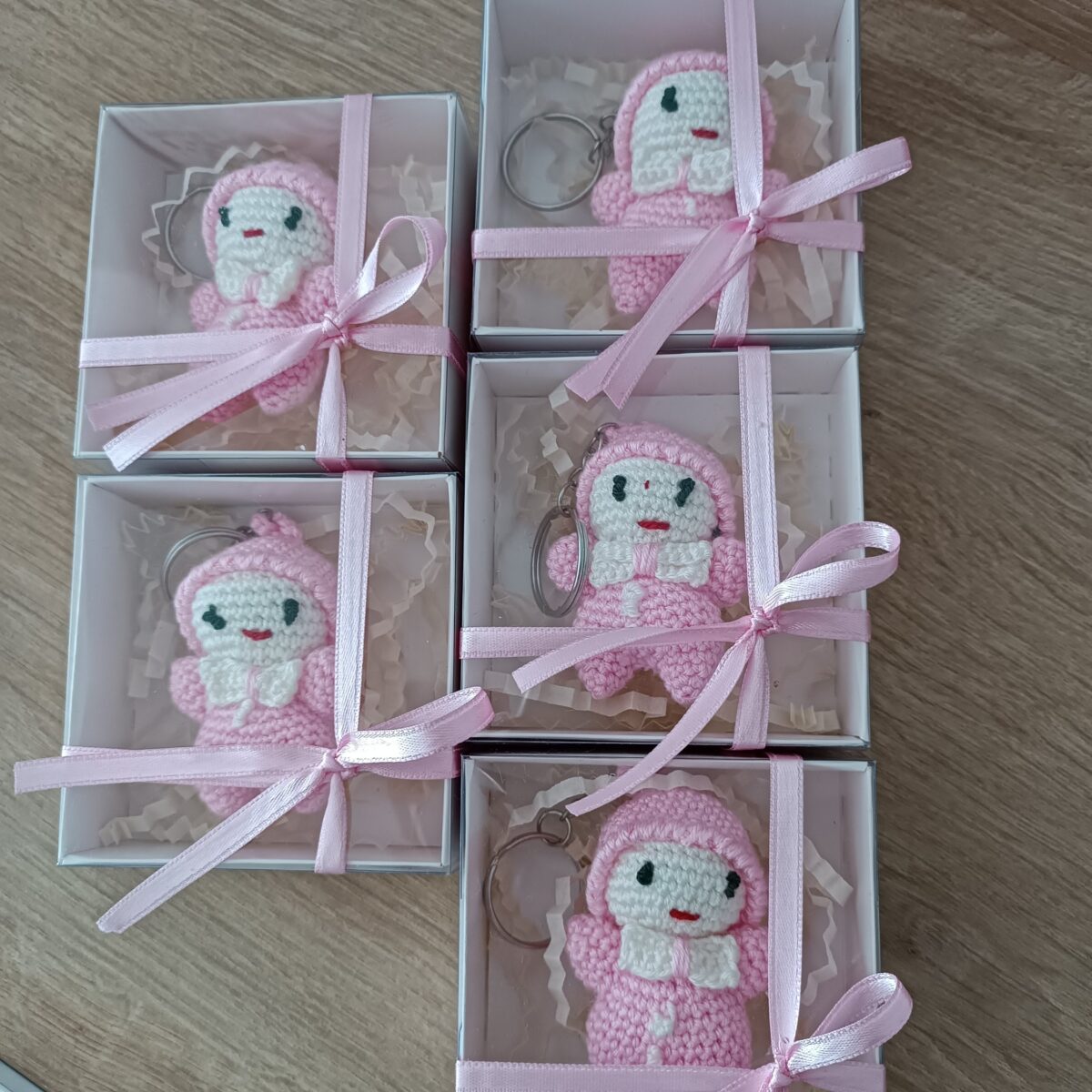 Bebek Cinsiyet Öğrenme Partisi Hediyelik Kız Bebek Pembe Anahtarlık ( 5 adet)