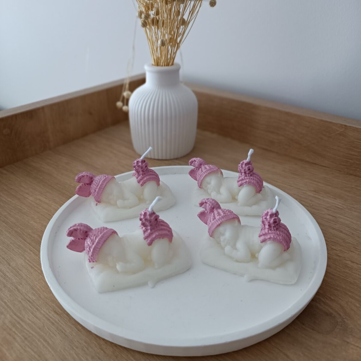 Bebek Cinsiyet Öğrenme Partisi Hediyelik Kız  Bebek Pembe Mum ( 5 adet)